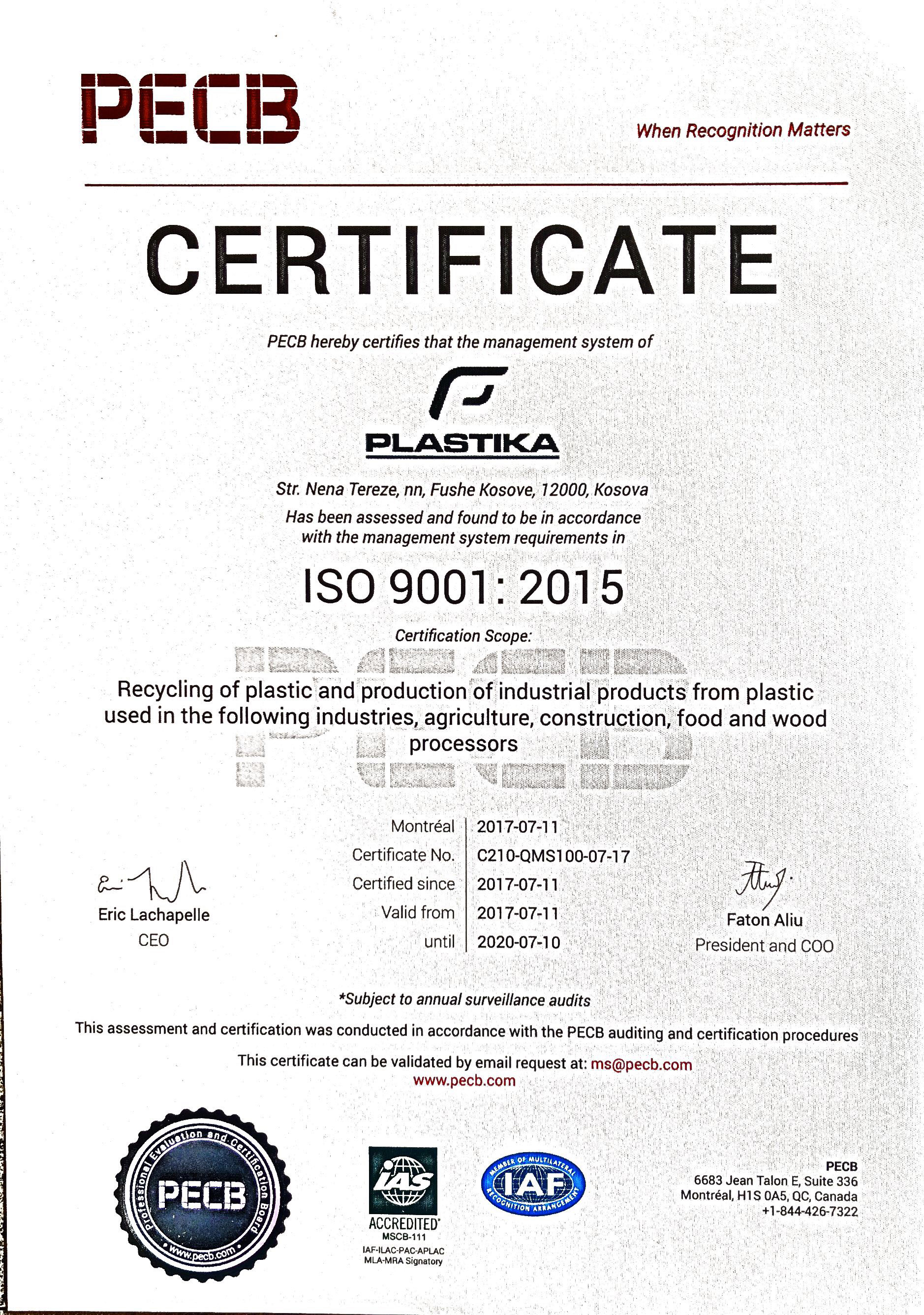 ISO 9001:2015 ZERTIFIKAT